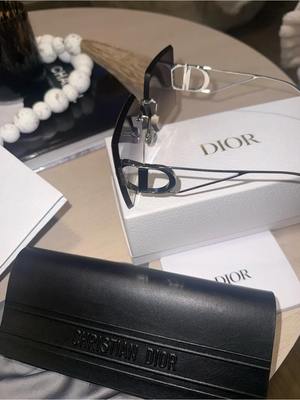 Dior Rimless Gradient Shield Sunglasses - Purple & Brown